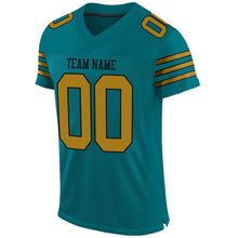 Загрузить изображение в средство просмотра галереи, Custom Teal Old Gold-Black Mesh Authentic Football Jersey