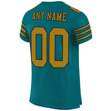 Загрузить изображение в средство просмотра галереи, Custom Teal Old Gold-Black Mesh Authentic Football Jersey