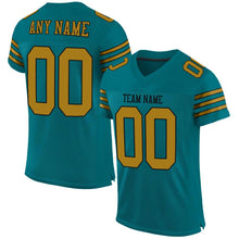 Загрузить изображение в средство просмотра галереи, Custom Teal Old Gold-Black Mesh Authentic Football Jersey
