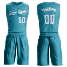 Загрузить изображение в средство просмотра галереи, Custom Teal White Round Neck Suit Basketball Jersey