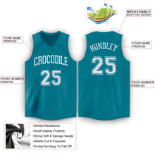 Загрузить изображение в средство просмотра галереи, Custom Teal White V-Neck Basketball Jersey
