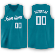 Загрузить изображение в средство просмотра галереи, Custom Teal White V-Neck Basketball Jersey