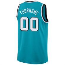 Загрузить изображение в средство просмотра галереи, Custom Teal White-Black Round Neck Rib-Knit Basketball Jersey