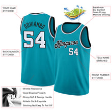 Загрузить изображение в средство просмотра галереи, Custom Teal White-Black Round Neck Rib-Knit Basketball Jersey
