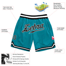Charger l'image dans la galerie, Custom Teal Black-White Authentic Throwback Basketball Shorts