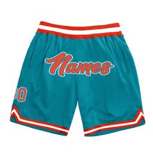 Загрузить изображение в средство просмотра галереи, Custom Teal Orange-White Authentic Throwback Basketball Shorts