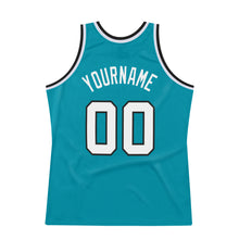 Загрузить изображение в средство просмотра галереи, Custom Teal White-Black Authentic Throwback Basketball Jersey