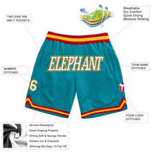 Загрузить изображение в средство просмотра галереи, Custom Teal White-Gold Authentic Throwback Basketball Shorts