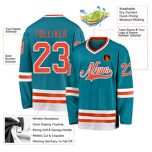 Загрузить изображение в средство просмотра галереи, Custom Teal Orange-White Hockey Jersey