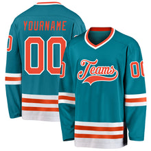 Загрузить изображение в средство просмотра галереи, Custom Teal Orange-White Hockey Jersey