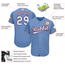 Load image into Gallery viewer, Custom Light Blue White-Red Baseball Jersey