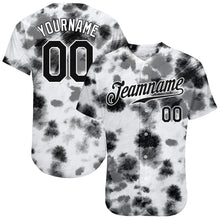 Laden Sie das Bild in den Galerie-Viewer, Custom Tie Dye Black-White 3D Steel Authentic Baseball Jersey