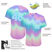 Laden Sie das Bild in den Galerie-Viewer, Custom Tie Dye Light Blue-White 3D Authentic Baseball Jersey