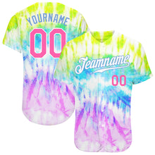 Загрузить изображение в средство просмотра галереи, Custom Tie Dye Pink-Light Blue 3D Rainbow Authentic Baseball Jersey