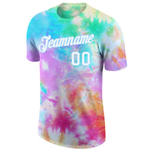Загрузить изображение в средство просмотра галереи, Custom Tie Dye White-Light Blue 3D Performance T-Shirt