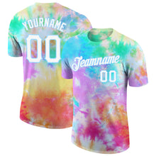 Загрузить изображение в средство просмотра галереи, Custom Tie Dye White-Light Blue 3D Performance T-Shirt