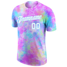 Загрузить изображение в средство просмотра галереи, Custom Tie Dye Watercolor Gradient White-Light Blue 3D Performance T-Shirt