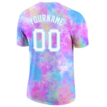 Загрузить изображение в средство просмотра галереи, Custom Tie Dye Watercolor Gradient White-Light Blue 3D Performance T-Shirt
