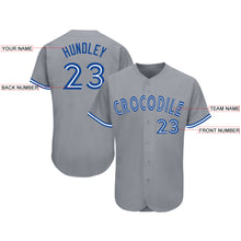 Load image into Gallery viewer, Custom Gray Royal-White Baseball Jersey