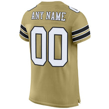 Load image into Gallery viewer, Custom Vegas Gold White-Black Mesh Authentic Football Jersey