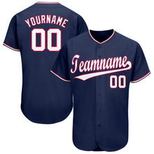 Load image into Gallery viewer, Custom Navy White-Red Baseball Jersey