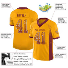 Загрузить изображение в средство просмотра галереи, Custom Gold Burgundy-White Drift Fashion Football Jersey
