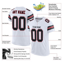 Load image into Gallery viewer, Custom White Black-Red Mesh Authentic Football Jersey