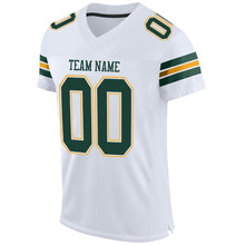 Загрузить изображение в средство просмотра галереи, Custom White Green-Gold Mesh Authentic Football Jersey