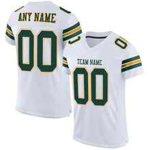 Загрузить изображение в средство просмотра галереи, Custom White Green-Gold Mesh Authentic Football Jersey