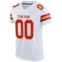 Загрузить изображение в средство просмотра галереи, Custom White Scarlet-Gold Mesh Authentic Football Jersey