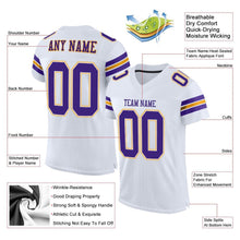 Charger l'image dans la galerie, Custom White Purple-Gold Mesh Authentic Football Jersey