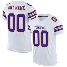 Charger l'image dans la galerie, Custom White Purple-Gold Mesh Authentic Football Jersey