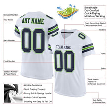 Charger l'image dans la galerie, Custom White Navy-Neon Green Mesh Authentic Football Jersey