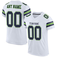 Charger l'image dans la galerie, Custom White Navy-Neon Green Mesh Authentic Football Jersey