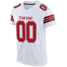 Load image into Gallery viewer, Custom White Red-Black Mesh Authentic Football Jersey