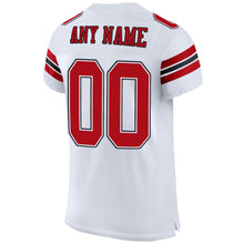 Load image into Gallery viewer, Custom White Red-Black Mesh Authentic Football Jersey