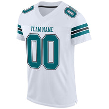 Load image into Gallery viewer, Custom White Teal-Black Mesh Authentic Football Jersey
