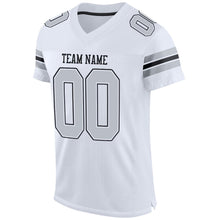 Charger l'image dans la galerie, Custom White Silver-Black Mesh Authentic Football Jersey
