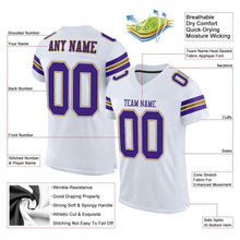 Charger l'image dans la galerie, Custom White Purple-Old Gold Mesh Authentic Football Jersey