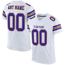 Charger l'image dans la galerie, Custom White Purple-Old Gold Mesh Authentic Football Jersey