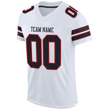 Laden Sie das Bild in den Galerie-Viewer, Custom White Black-Red Mesh Authentic Football Jersey