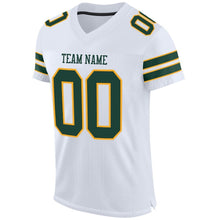 Загрузить изображение в средство просмотра галереи, Custom White Green-Gold Mesh Authentic Football Jersey