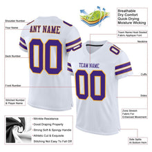 Charger l'image dans la galerie, Custom White Purple-Gold Mesh Authentic Football Jersey