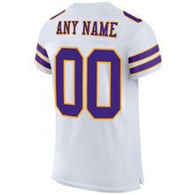 Charger l'image dans la galerie, Custom White Purple-Gold Mesh Authentic Football Jersey