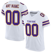 Charger l'image dans la galerie, Custom White Purple-Gold Mesh Authentic Football Jersey