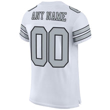 Загрузить изображение в средство просмотра галереи, Custom White Silver-Black Mesh Authentic Football Jersey