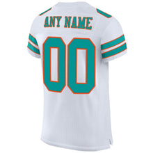 Load image into Gallery viewer, Custom White Aqua-Orange Mesh Authentic Football Jersey