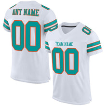 Load image into Gallery viewer, Custom White Aqua-Orange Mesh Authentic Football Jersey