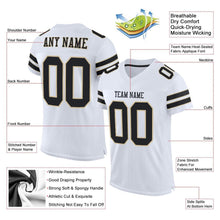 Загрузить изображение в средство просмотра галереи, Custom White Black-Vegas Gold Mesh Authentic Football Jersey