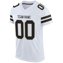 Загрузить изображение в средство просмотра галереи, Custom White Black-Vegas Gold Mesh Authentic Football Jersey